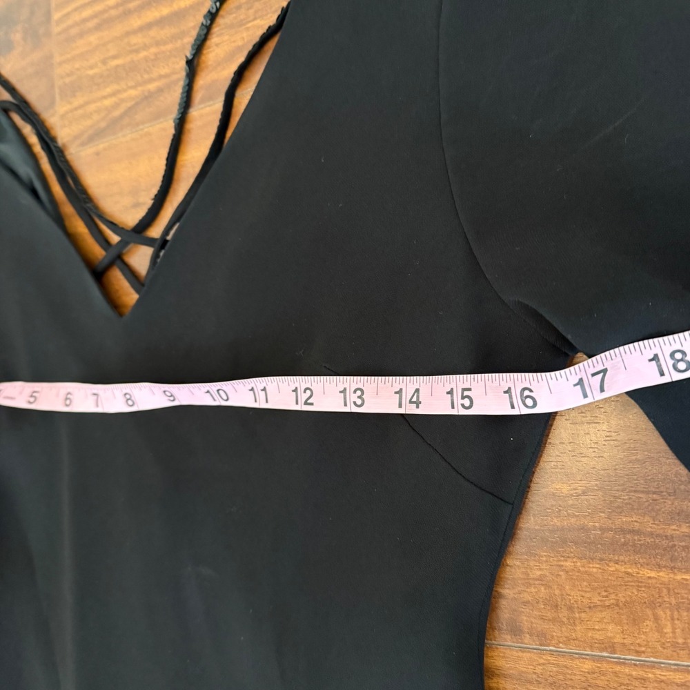 Lauren‎ Ralph Lauren Black Sequin Crisscross Back Midi Dress Long Sleeve Size 6 - Picture 9 of 11